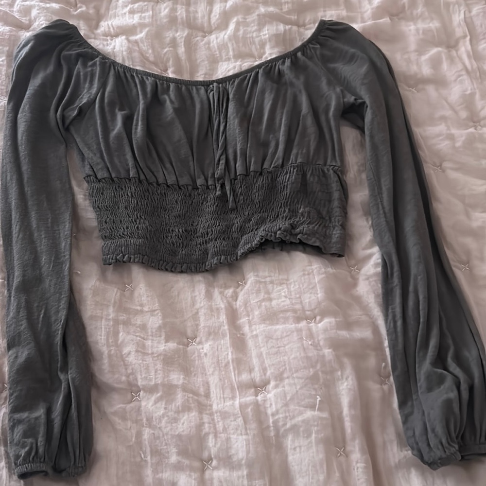Forever 21 Off the Shoulder Green Crop Top